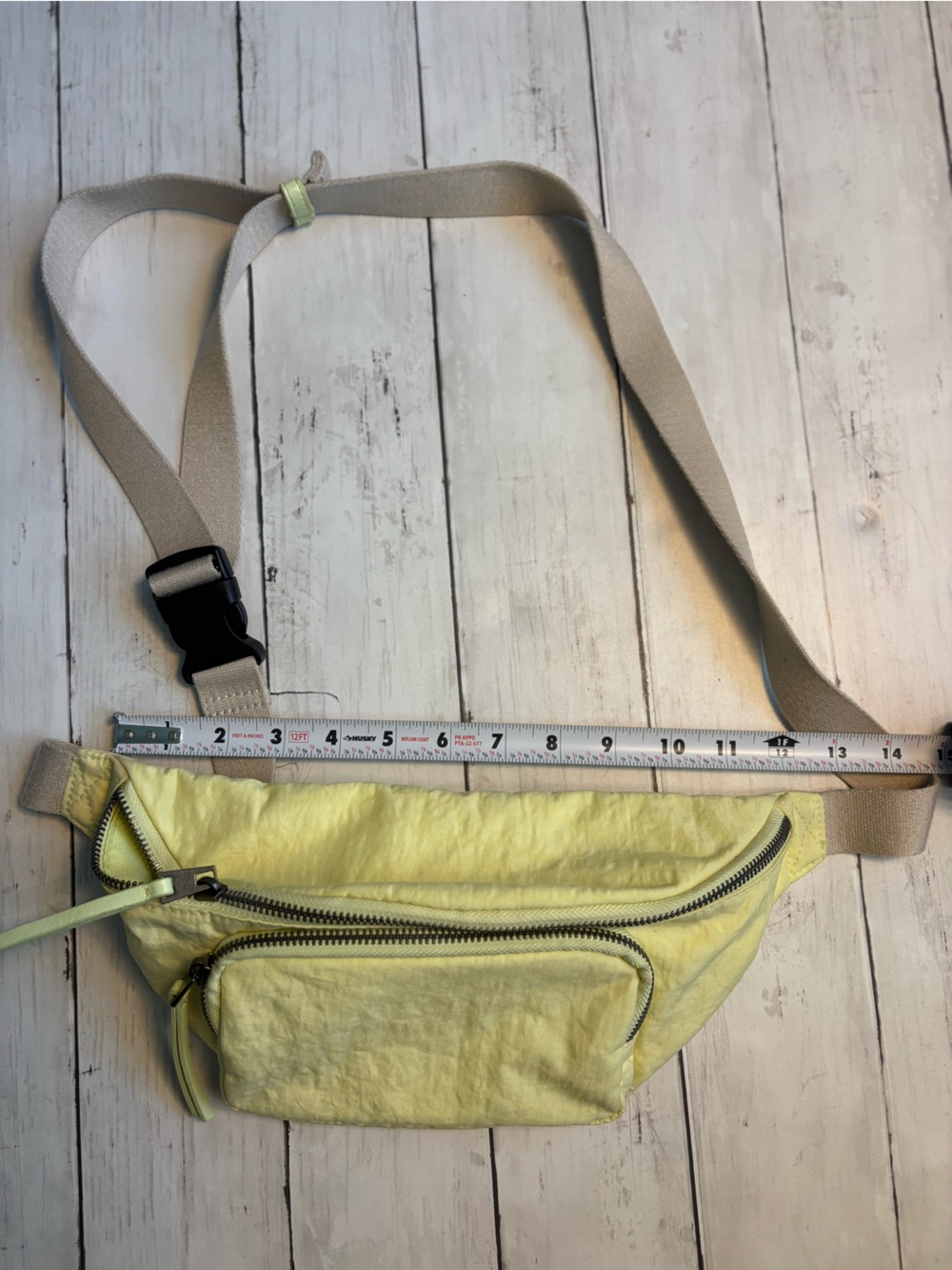 Universal Thread Pale Yellow Crossbody Waist Bag with Beige Strap